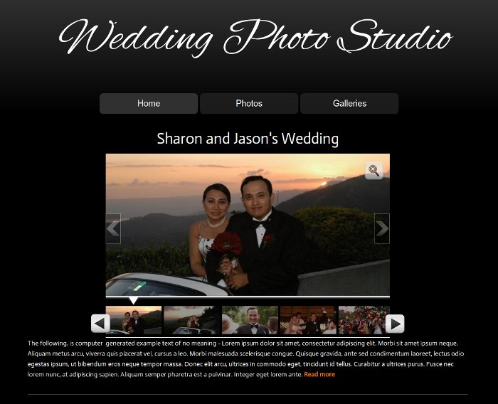 Wedding Photo Gallery Example This website type is ideal for professional 